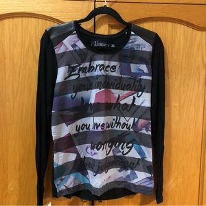 Women's Long Sleeve Graphic Tee - Black Multicolor